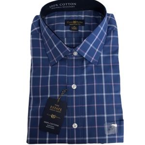 Club Room The Estate Dress Shirt Blue Purple Plaid